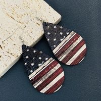 Retro Water Droplets American Flag Pu Leather Women's Earrings 1 Pair main image 1
