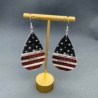 Retro Water Droplets American Flag Pu Leather Women's Earrings 1 Pair main image 5