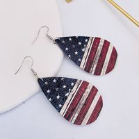 Retro Water Droplets American Flag Pu Leather Women's Earrings 1 Pair main image 4