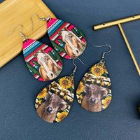Retro Water Droplets Cattle Pu Leather Women's Earrings 1 Pair main image 2