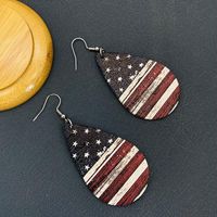 Retro Water Droplets American Flag Pu Leather Women's Earrings 1 Pair main image 2