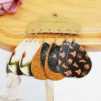 Fashion Pumpkin Water Droplets Pu Leather Unisex Earrings 1 Set sku image 1