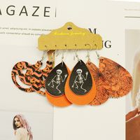 Fashion Pumpkin Water Droplets Pu Leather Unisex Earrings 1 Set sku image 6