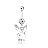 Simple Style Rabbit Stainless Steel Plating Inlay Artificial Gemstones Women's Belly Ring main image 5