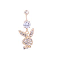 Simple Style Rabbit Stainless Steel Plating Inlay Artificial Gemstones Women's Belly Ring sku image 5