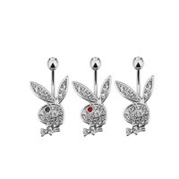 Simple Style Rabbit Stainless Steel Plating Inlay Artificial Gemstones Women's Belly Ring main image 4