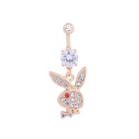 Simple Style Rabbit Stainless Steel Plating Inlay Artificial Gemstones Women's Belly Ring sku image 6