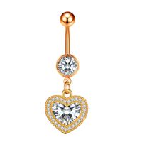 Simple Style Heart Shape Stainless Steel Plating Inlay Pearl Zircon Women's Belly Ring 1 Piece main image 5
