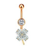 Simple Style Heart Shape Stainless Steel Plating Inlay Pearl Zircon Women's Belly Ring 1 Piece sku image 4