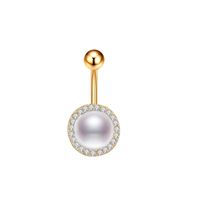 Simple Style Heart Shape Stainless Steel Plating Inlay Pearl Zircon Women's Belly Ring 1 Piece sku image 2