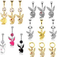 Simple Style Rabbit Stainless Steel Plating Inlay Artificial Gemstones Women's Belly Ring main image 6