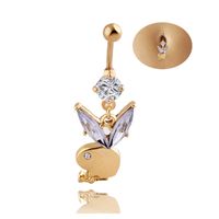 Simple Style Rabbit Stainless Steel Plating Inlay Artificial Gemstones Women's Belly Ring sku image 4