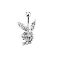 Simple Style Rabbit Stainless Steel Plating Inlay Artificial Gemstones Women's Belly Ring sku image 8