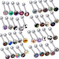 Simple Style Round Stainless Steel Plating Unisex Tongue Nail 1 Piece main image 1