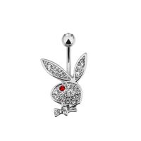 Simple Style Rabbit Stainless Steel Plating Inlay Artificial Gemstones Women's Belly Ring sku image 7