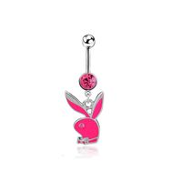Simple Style Rabbit Stainless Steel Plating Inlay Artificial Gemstones Women's Belly Ring sku image 9