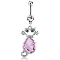 Simple Style Cat Stainless Steel Inlay Zircon Women's Belly Ring 1 Piece sku image 3