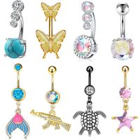 Fashion Butterfly Stainless Steel Plating Inlay Zircon Women's Belly Ring 1 Piece main image 1