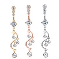Fashion Flower Stainless Steel Plating Inlay Zircon Women's Belly Ring 6 Pieces main image 3