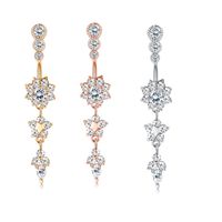 Fashion Flower Stainless Steel Plating Inlay Zircon Women's Belly Ring 6 Pieces main image 2