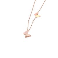 Fashion Heart Shape Titanium Steel Inlaid Gold Pendant Necklace main image 5