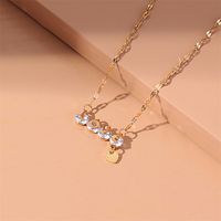 Fashion Heart Shape Titanium Steel Inlaid Gold Pendant Necklace sku image 26