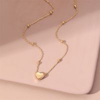 Fashion Heart Shape Titanium Steel Inlaid Gold Pendant Necklace sku image 22
