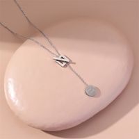 Fashion Heart Shape Titanium Steel Inlaid Gold Pendant Necklace sku image 3