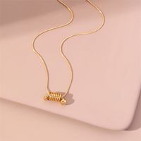 Fashion Heart Shape Titanium Steel Inlaid Gold Pendant Necklace sku image 19