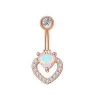 Fashion Heart Shape Butterfly Stainless Steel Plating Inlay Zircon Women's Belly Ring 1 Piece sku image 10