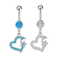 Fashion Heart Shape Butterfly Stainless Steel Plating Inlay Zircon Women's Belly Ring 1 Piece sku image 5