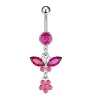 Fashion Heart Shape Butterfly Stainless Steel Plating Inlay Zircon Women's Belly Ring 1 Piece main image 4