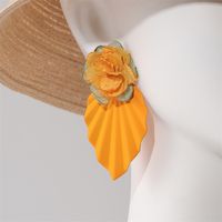 Fashion Flower Alloy Cloth Stoving Varnish Women's Earrings 1 Pair main image 3