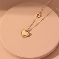 Fashion Heart Shape Titanium Steel Inlaid Gold Pendant Necklace sku image 16