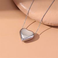 Fashion Heart Shape Titanium Steel Inlaid Gold Pendant Necklace sku image 9