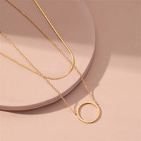 Fashion Heart Shape Titanium Steel Inlaid Gold Pendant Necklace sku image 40