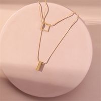 Fashion Heart Shape Titanium Steel Inlaid Gold Pendant Necklace sku image 34
