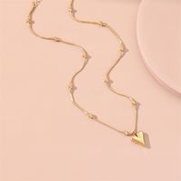 Fashion Heart Shape Titanium Steel Inlaid Gold Pendant Necklace sku image 31