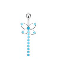 Fashion Heart Shape Butterfly Stainless Steel Plating Inlay Zircon Women's Belly Ring 1 Piece sku image 4