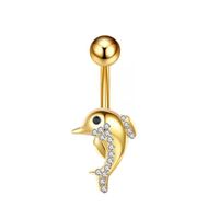Fashion Heart Shape Butterfly Stainless Steel Plating Inlay Zircon Women's Belly Ring 1 Piece sku image 2