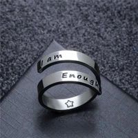 Fashion Geometric Letter Titanium Steel Open Ring Stainless Steel Rings main image 2