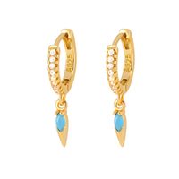 Fashion Geometric Water Drop Leaf Round Turquoise Copper Earrings sku image 17
