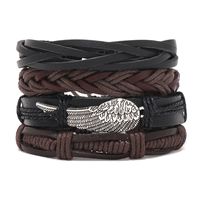 Fashion Cross Letter Pu Leather Beaded Unisex Bracelets 4 Pieces sku image 7