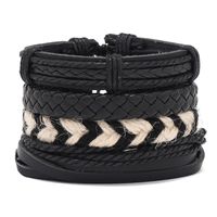 Fashion Cross Letter Pu Leather Beaded Unisex Bracelets 4 Pieces sku image 3