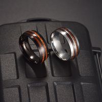 Simple Style Round Stripe Titanium Steel Epoxy Men's Rings main image 3