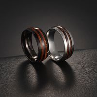 Simple Style Round Stripe Titanium Steel Epoxy Men's Rings main image 1