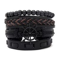 Fashion Cross Letter Pu Leather Beaded Unisex Bracelets 4 Pieces sku image 9