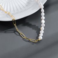 Fashion Geometric Imitation Pearl Brass Necklace Copper Necklaces 1 Piece main image 1