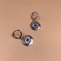 Retro Round Eye Copper Drop Earrings Inlay Zircon Copper Earrings 1 Pair sku image 2