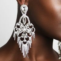 Fashion Geometric Alloy Rhinestone Earrings Tassel Crystal Earrings 1 Pair main image 3